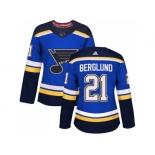 Women Adidas St. Louis Blues #21 Patrik Berglund Blue Home Authentic Stitched NHL Jersey