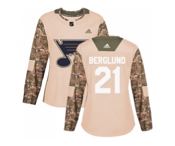 Women Adidas St. Louis Blues #21 Patrik Berglund Camo Authentic 2017 Veterans Day Stitched NHL Jersey