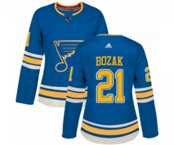 Women Adidas St. Louis Blues #21 Tyler Bozak Premier Navy Blue Alternate NHL Jersey