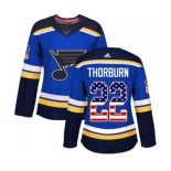 Women Adidas St. Louis Blues #22 Chris Thorburn Authentic Blue USA Flag Fashion NHL Jersey