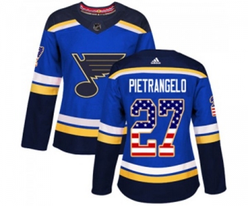 Women Adidas St. Louis Blues #27 Alex Pietrangelo Authentic Blue USA Flag Fashion NHL Jersey