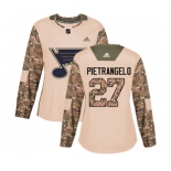 Women Adidas St. Louis Blues #27 Alex Pietrangelo Authentic Camo Veterans Day Practice NHL Jersey