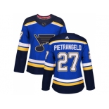 Women Adidas St. Louis Blues #27 Alex Pietrangelo Blue Home Authentic Stitched NHL Jersey