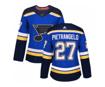 Women Adidas St. Louis Blues #27 Alex Pietrangelo Blue Home Authentic Stitched NHL Jersey