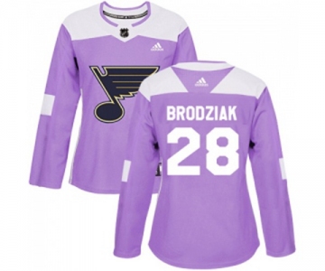 Women Adidas St. Louis Blues #28 Kyle Brodziak Authentic Purple Fights Cancer Practice NHL Jersey