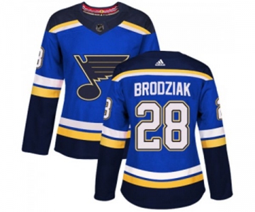 Women Adidas St. Louis Blues #28 Kyle Brodziak Authentic Royal Blue Home NHL Jersey