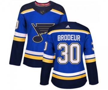 Women Adidas St. Louis Blues #30 Martin Brodeur Authentic Royal Blue Home NHL Jersey