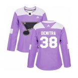 Women Adidas St. Louis Blues #38 Pavol Demitra Authentic Purple Fights Cancer Practice NHL Jersey