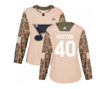 Women Adidas St. Louis Blues #40 Carter Hutton Camo Authentic 2017 Veterans Day Stitched NHL Jersey