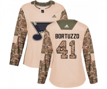 Women Adidas St. Louis Blues #41 Robert Bortuzzo Authentic Camo Veterans Day Practice NHL Jersey