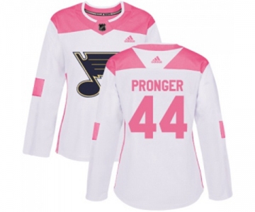 Women Adidas St. Louis Blues #44 Chris Pronger Authentic White Pink Fashion NHL Jersey