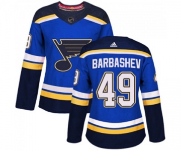 Women Adidas St. Louis Blues #49 Ivan Barbashev Authentic Royal Blue Home NHL Jersey