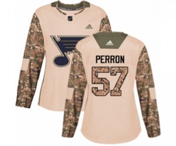 Women Adidas St. Louis Blues #57 David Perron Authentic Camo Veterans Day Practice NHL Jersey