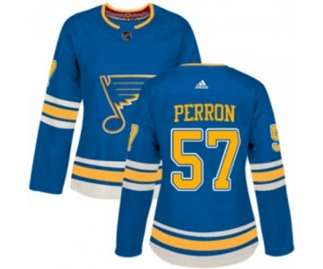 Women Adidas St. Louis Blues #57 David Perron Authentic Navy Blue Alternate NHL Jersey