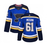 Women Adidas St. Louis Blues #61 Wade Megan Premier Royal Blue Home NHL Jersey