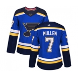 Women Adidas St. Louis Blues #7 Joe Mullen Authentic Royal Blue Home NHL Jersey