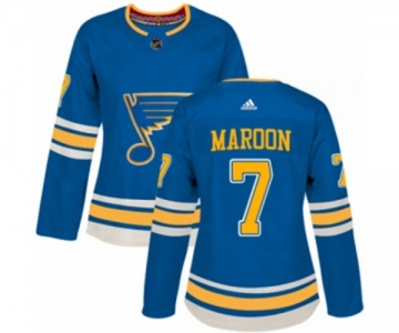 Women Adidas St. Louis Blues #7 Patrick Maroon Premier Navy Blue Alternate NHL Jersey