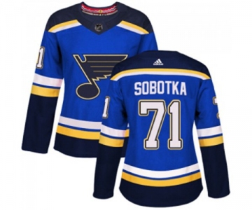 Women Adidas St. Louis Blues #71 Vladimir Sobotka Authentic Royal Blue Home NHL Jersey