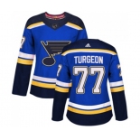 Women Adidas St. Louis Blues #77 Pierre Turgeon Authentic Royal Blue Home NHL Jersey