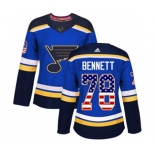 Women Adidas St. Louis Blues #78 Beau Bennett Authentic Blue USA Flag Fashion NHL Jersey