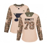 Women Adidas St. Louis Blues #78 Beau Bennett Authentic Camo Veterans Day Practice NHL Jersey