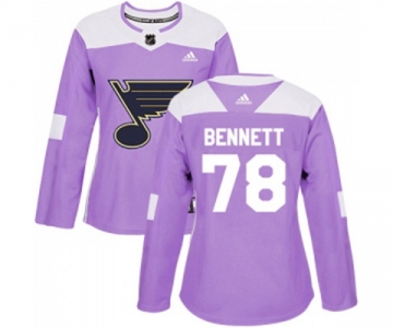 Women Adidas St. Louis Blues #78 Beau Bennett Authentic Purple Fights Cancer Practice NHL Jersey