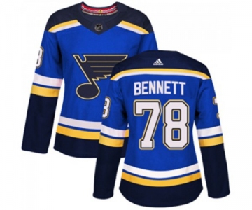 Women Adidas St. Louis Blues #78 Beau Bennett Authentic Royal Blue Home NHL Jersey