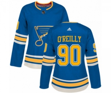 Women Adidas St. Louis Blues #90 Ryan O'Reilly Authentic Navy Blue Alternate NHL Jersey