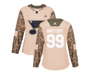 Women Adidas St. Louis Blues #99 Wayne Gretzky Camo Authentic 2017 Veterans Day Stitched NHL Jersey