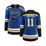 Women St. Louis Blues #11 Brian Sutter Fanatics Branded Royal Blue Home Breakaway NHL Jersey