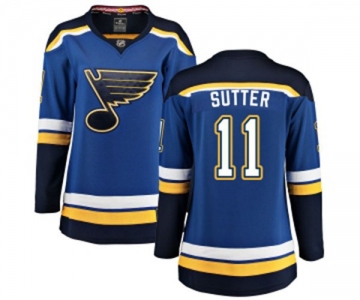 Women St. Louis Blues #11 Brian Sutter Fanatics Branded Royal Blue Home Breakaway NHL Jersey