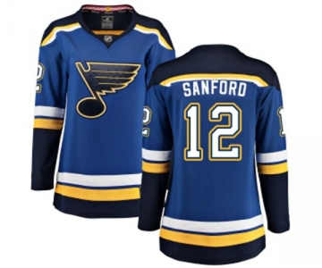 Women St. Louis Blues #12 Zach Sanford Fanatics Branded Royal Blue Home Breakaway NHL Jersey