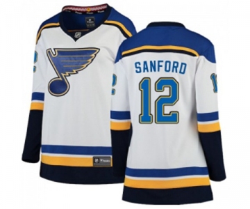 Women St. Louis Blues #12 Zach Sanford Fanatics Branded White Away Breakaway NHL Jersey