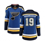 Women St. Louis Blues #19 Jay Bouwmeester Fanatics Branded Royal Blue Home Breakaway NHL Jersey