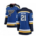 Women St. Louis Blues #21 Tyler Bozak Fanatics Branded Royal Blue Home Breakaway NHL Jersey