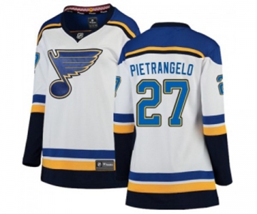 Women St. Louis Blues #27 Alex Pietrangelo Fanatics Branded White Away Breakaway NHL Jersey