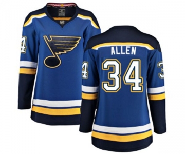 Women St. Louis Blues #34 Jake Allen Fanatics Branded Royal Blue Home Breakaway NHL Jersey