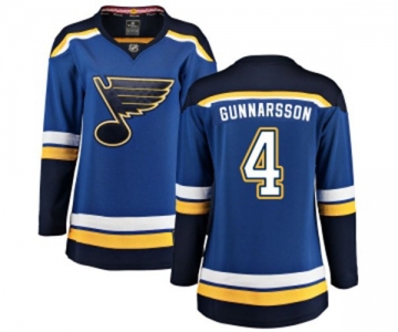 Women St. Louis Blues #4 Carl Gunnarsson Fanatics Branded Royal Blue Home Breakaway NHL Jersey