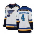 Women St. Louis Blues #4 Carl Gunnarsson Fanatics Branded White Away Breakaway NHL Jersey