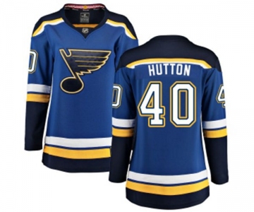 Women St. Louis Blues #40 Carter Hutton Fanatics Branded Royal Blue Home Breakaway NHL Jersey