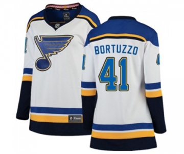 Women St. Louis Blues #41 Robert Bortuzzo Fanatics Branded White Away Breakaway NHL Jersey