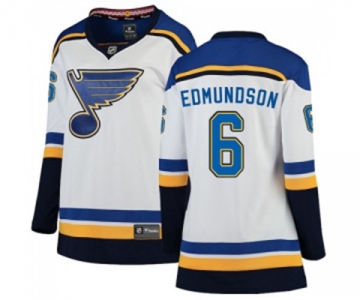 Women St. Louis Blues #6 Joel Edmundson Fanatics Branded White Away Breakaway NHL Jersey