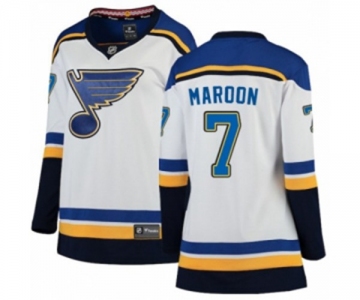 Women St. Louis Blues #7 Patrick Maroon Fanatics Branded White Away Breakaway NHL Jersey