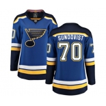 Women St. Louis Blues #70 Oskar Sundqvist Fanatics Branded Royal Blue Home Breakaway NHL Jersey