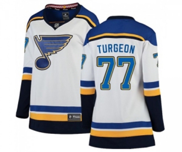 Women St. Louis Blues #77 Pierre Turgeon Fanatics Branded White Away Breakaway NHL Jersey