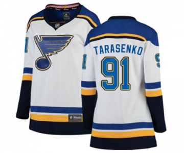 Women St. Louis Blues #91 Vladimir Tarasenko Fanatics Branded White Away Breakaway NHL Jersey