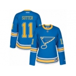 Women's Reebok St. Louis Blues #11 Brian Sutter Authentic Blue 2017 Winter Classic NHL Jersey