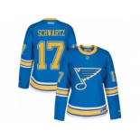 Women's Reebok St. Louis Blues #17 Jaden Schwartz Authentic Blue 2017 Winter Classic NHL Jersey