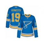 Women's Reebok St. Louis Blues #19 Jay Bouwmeester Authentic Blue 2017 Winter Classic NHL Jersey