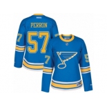 Women's Reebok St. Louis Blues #57 David Perron Authentic Blue 2017 Winter Classic NHL Jersey